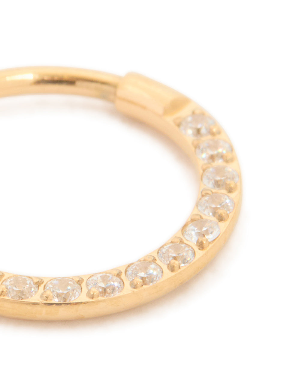 Gold Plated Titanium Cubic Zirconia Clicker Ring 8mm
