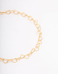 Gold Plated Sterling Silver Linked Hearts Bracelet - link has visual effect only