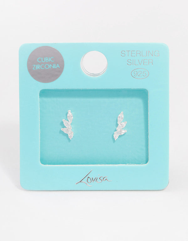 Sterling Silver Cubic Zirconia Climber Earrings