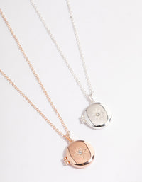 Mixed Metal Star Diamante Locket Necklace Pack - link has visual effect only