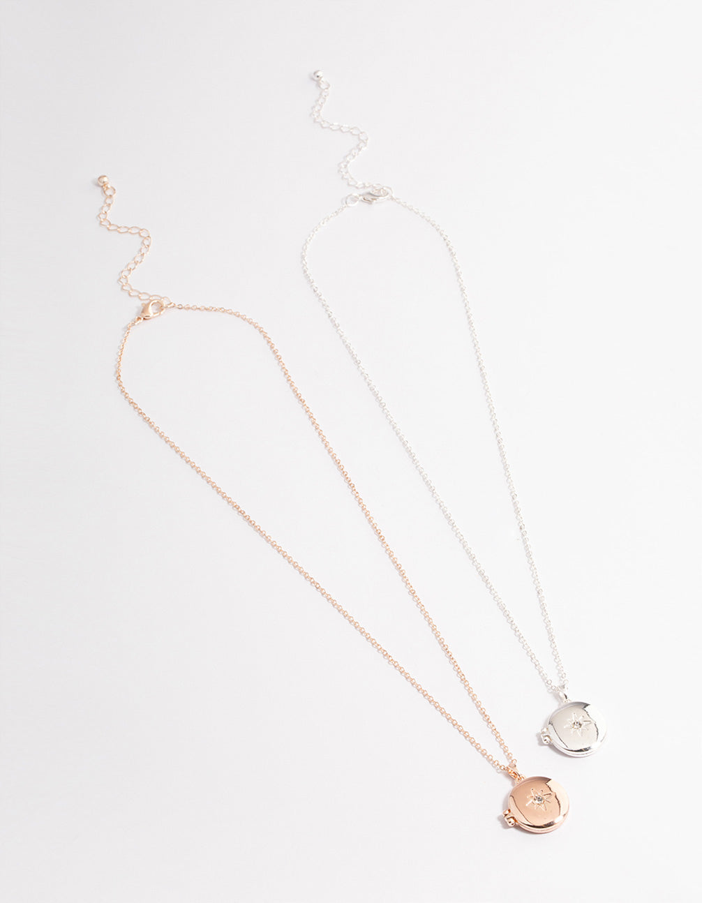 Mixed Metal Star Diamante Locket Necklace Pack