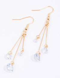 Gold Triple Stack Diamante Drop Earrings - link has visual effect only