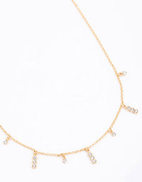 Gold Graduating Diamante Station Necklace - link has visual effect only