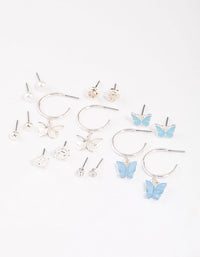 Silver Mixed Butterfly Garden Earrings 8-Pack - link has visual effect only