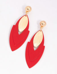 Gold Leaf & Red Arrow Drop Earrings - link has visual effect only