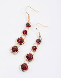 Red Graduating Round Diamante Drop Earrings - link has visual effect only