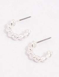 Silver Chubby Twisted Hoop Earrings - link has visual effect only