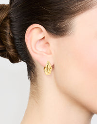 Waterproof Gold Plated Stainless Steel Organic Square Hoop Earrings - link has visual effect only