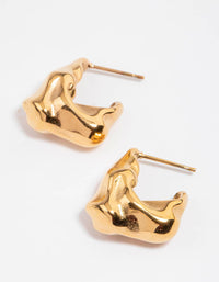 Waterproof Gold Plated Stainless Steel Organic Square Hoop Earrings - link has visual effect only