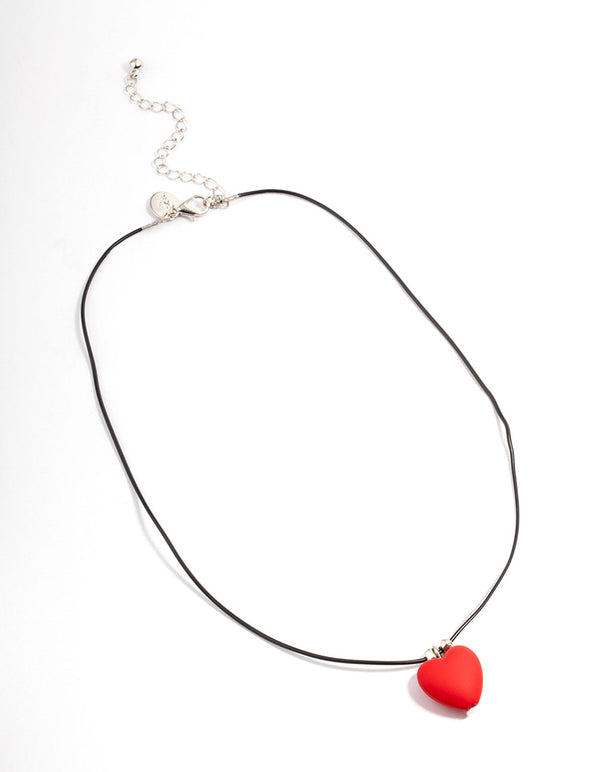 Silver Love Heart Beaded Necklace
