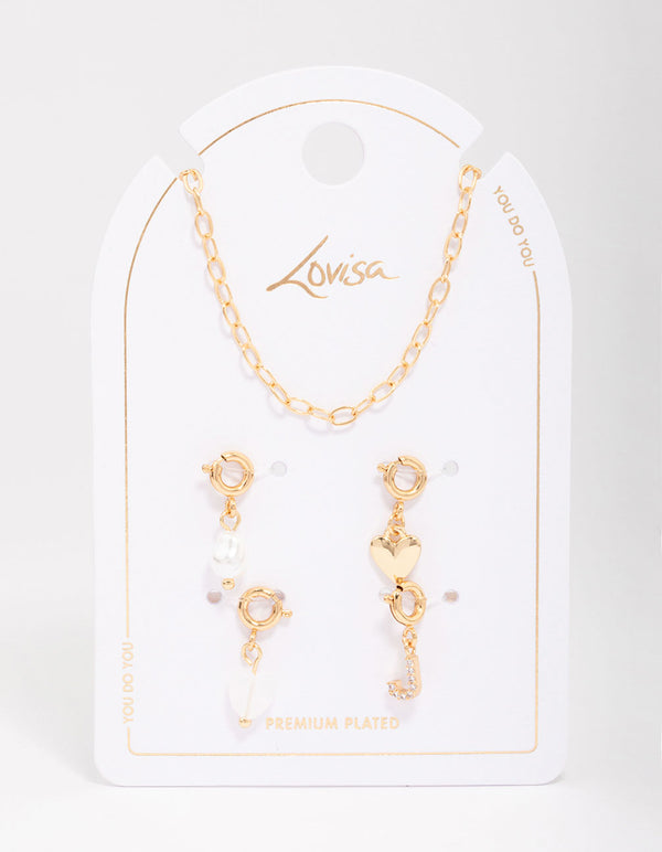 Letter 'J' Gold Plated Initial Customisable Charm Necklace