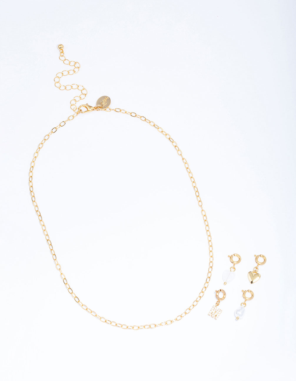 Letter 'M' Gold Plated Initial Customisable Charm Necklace