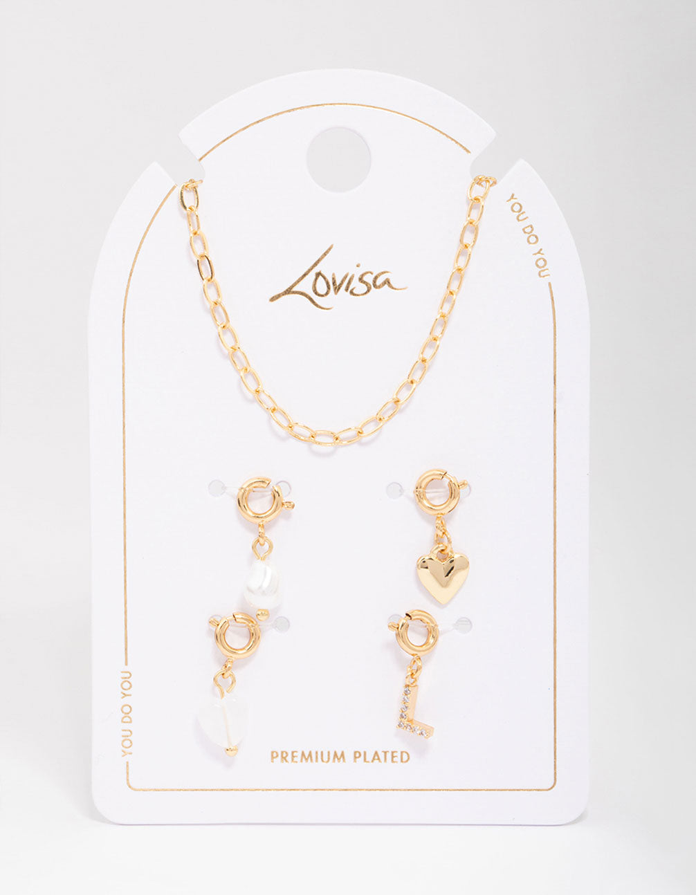 Letter 'L' Gold Plated Initial Customisable Charm Necklace