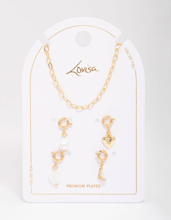 Letter 'L' Gold Plated Initial Customisable Charm Necklace