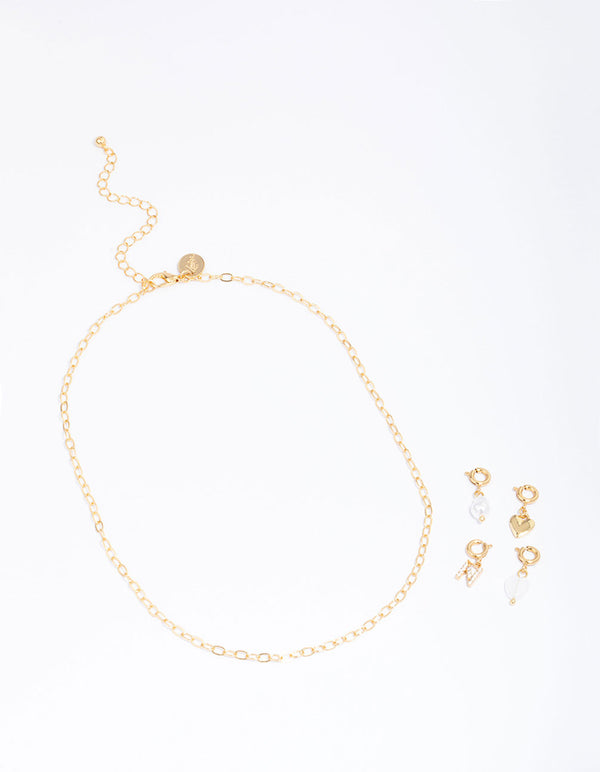 Letter 'N' Gold Plated Initial Customisable Charm Necklace