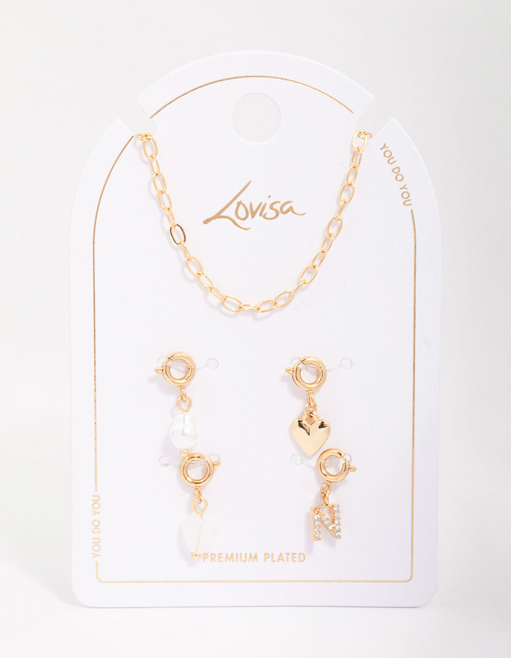 Letter 'N' Gold Plated Initial Customisable Charm Necklace