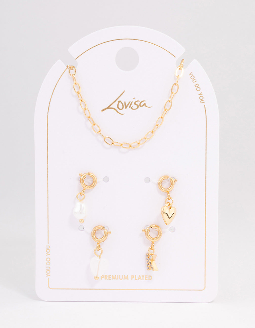 Letter 'K' Gold Plated Initial Personalised Charm Necklace