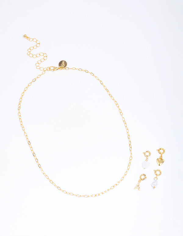 Letter 'A' Gold Plated Initial Customisable Charm Necklace