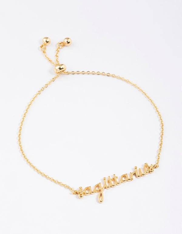 Gold Plated Sagittarius Script Bracelet