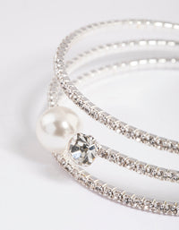 Silver Pearl Cup Chain Cuff - link has visual effect only