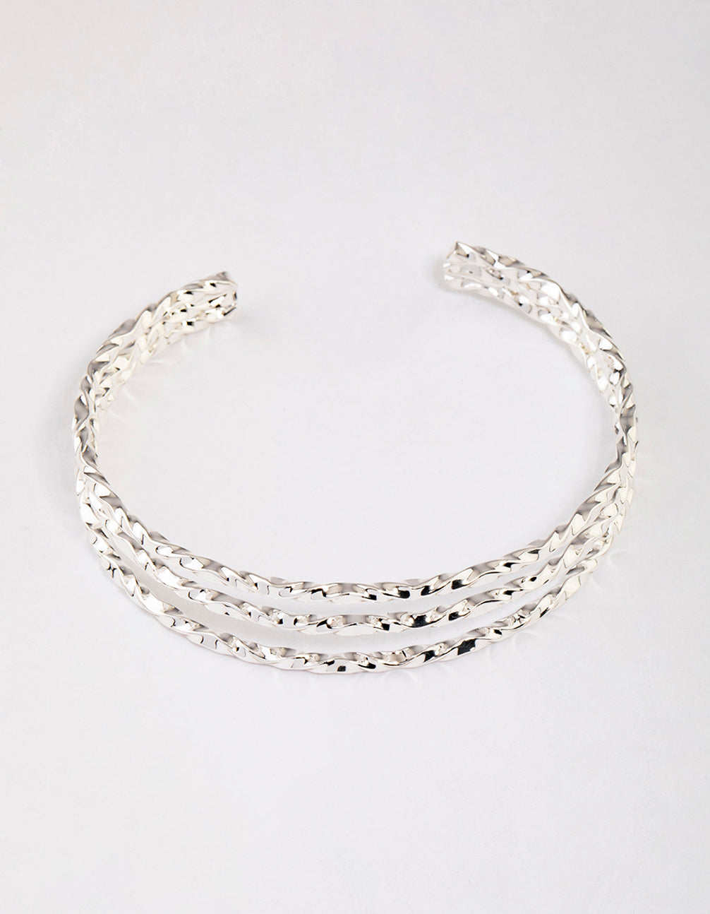 Silver Twisted Triple Row Cuff