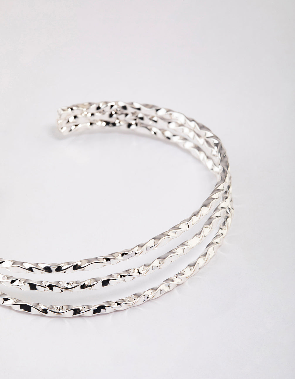 Silver Twisted Triple Row Cuff
