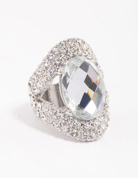 Silver Elegant Oval Statement Ring - link has visual effect only