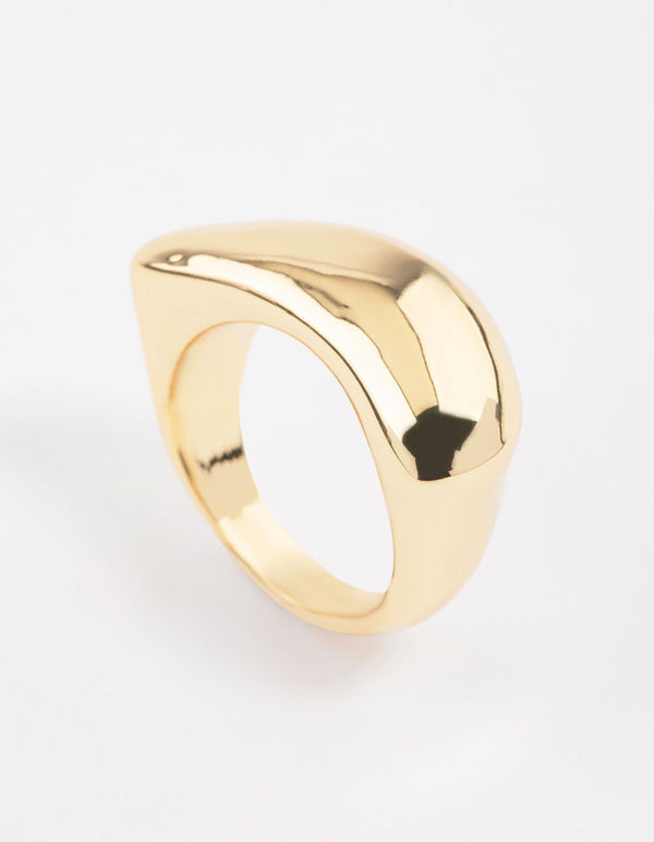 Gold Plated Moon Scoop Ring