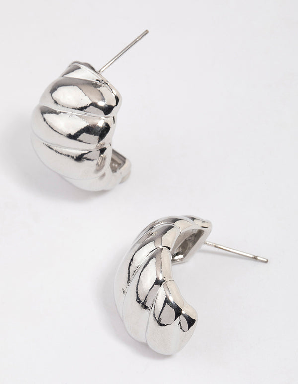 Silver Croissant Mini Hoop Earrings