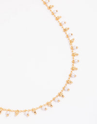 Gold Plated Beaded & Freshwater Pearl Drop Necklace - link has visual effect only