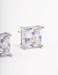 Silver Cubic Zirconia Square Statement Stud Earrings - link has visual effect only