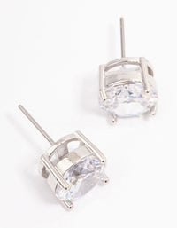 Silver Cubic Zirconia Round Statement Stud Earrings - link has visual effect only