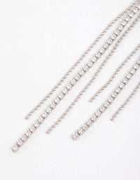 Silver  Cubic Zirconia Skinny Stranded Drop Earrings - link has visual effect only