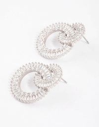 Silver Cubic Zirconia Double Circle Diamante Drop Earrings - link has visual effect only