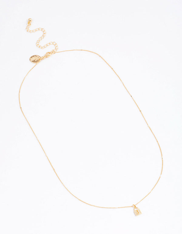 Gold Diamante Locket Pendant Necklace