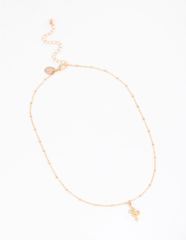 Gold Bolo Chain Snake Pendant Necklace