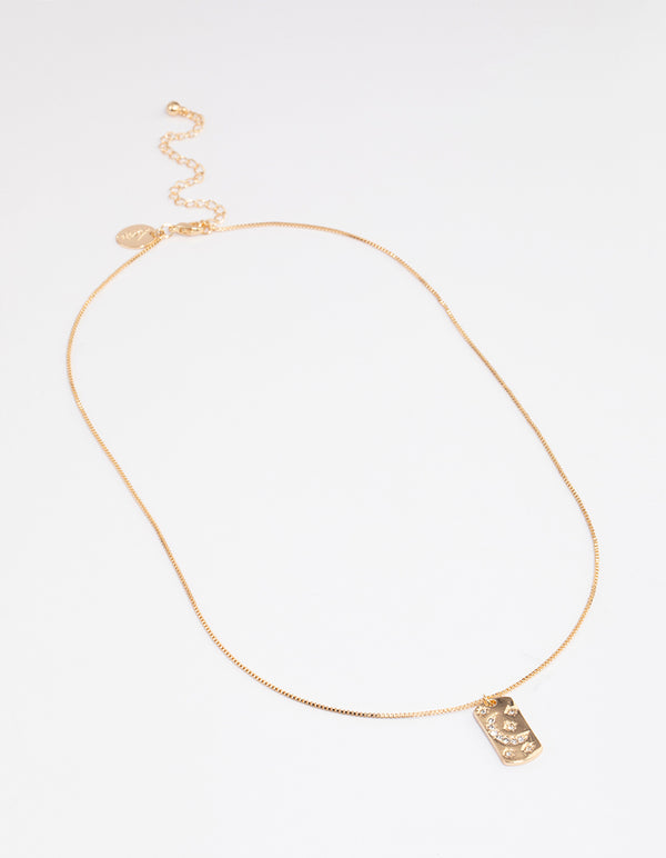 Gold Celestial Tag Pendant Necklace