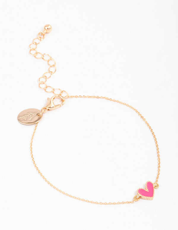 Gold Mini Heart Pendant Bracelet