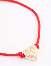 Fabric Textured Heart Pendant Rope Bracelet - link has visual effect only