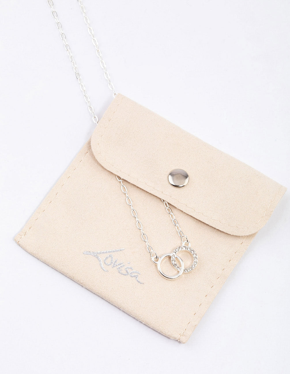 Silver Linked Circle Diamante Necklace & Polishing Set