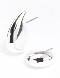 Silver Plated Smooth Teardrop Stud Earrings - link has visual effect only