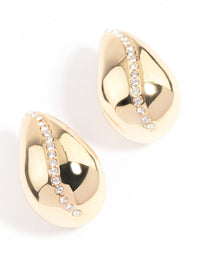 Gold Plated Diamante Bold Teardrop Earrings - link has visual effect only