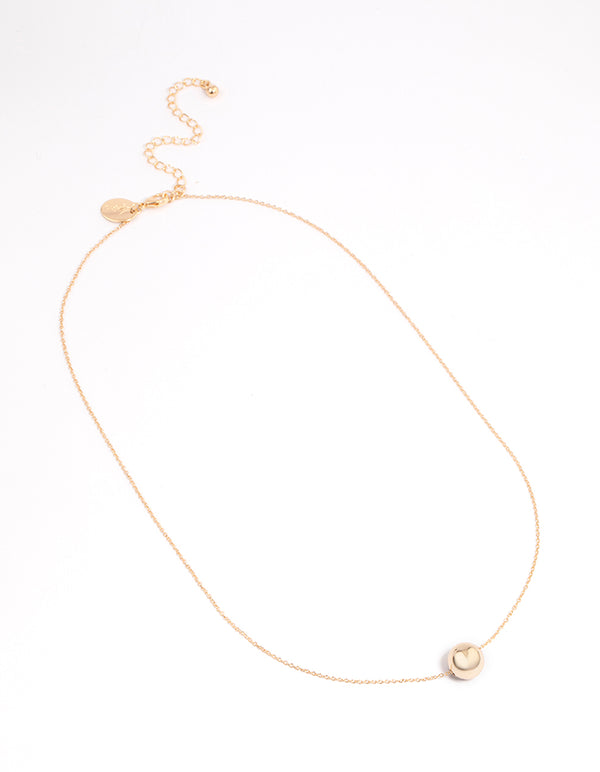 Gold Thin Chain Ball Pendant Necklace