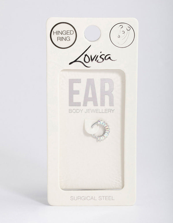 Surgical Steel Baguette Stone Clicker Ring