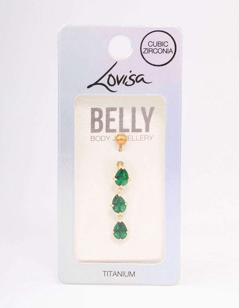 Gold Plated Titanium Triple Pear Drop Belly Ring