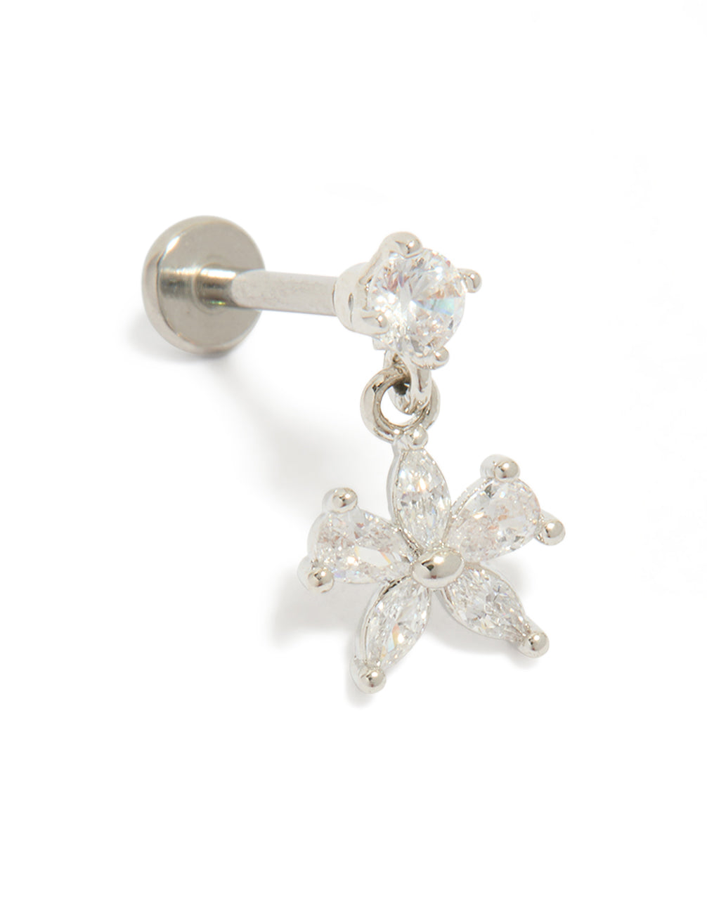 Titanium Cubic Zirconia Bow Drop Flat Back