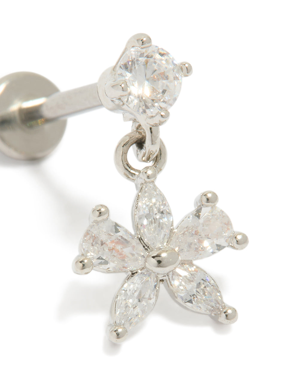 Titanium Cubic Zirconia Bow Drop Flat Back