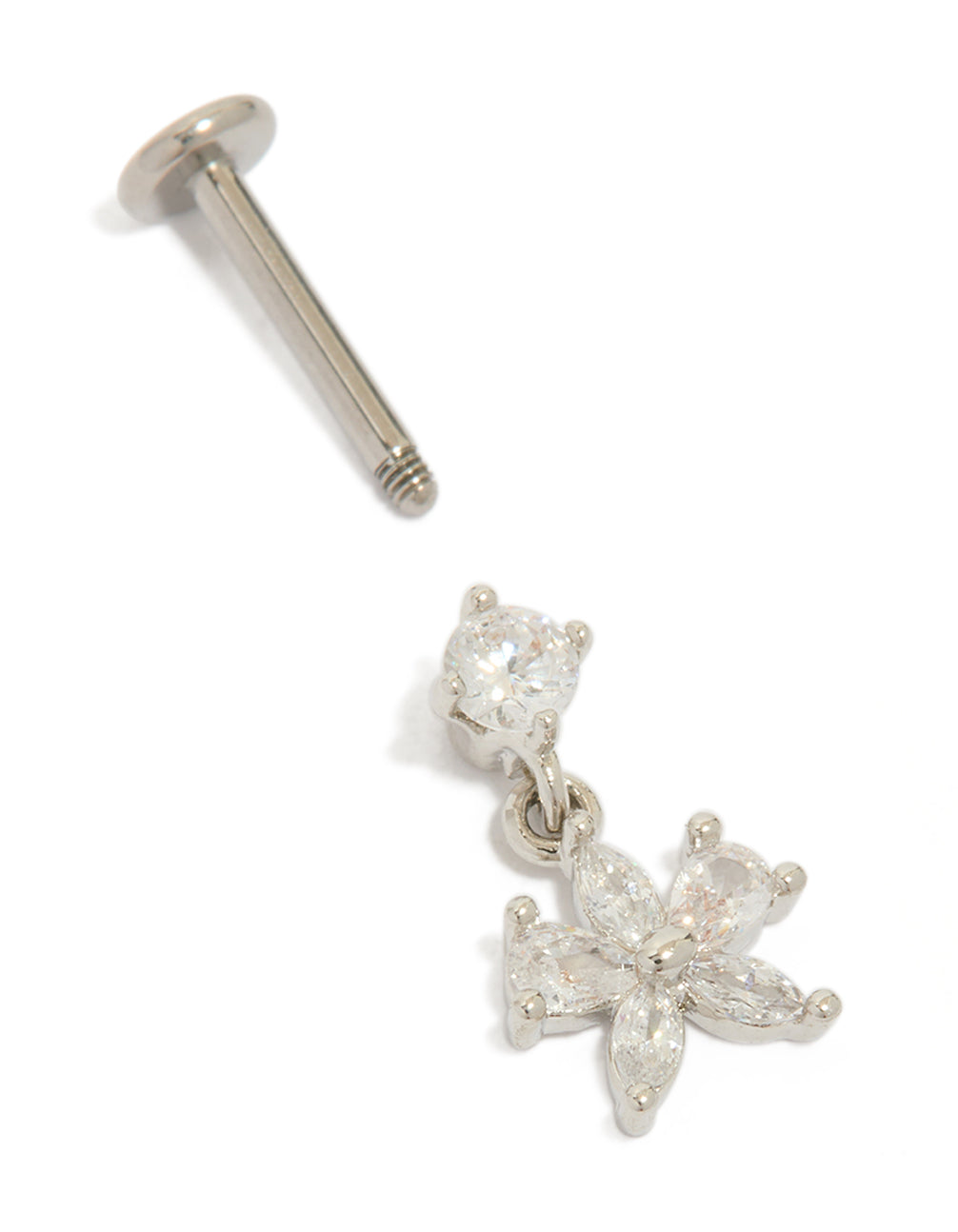 Titanium Cubic Zirconia Bow Drop Flat Back