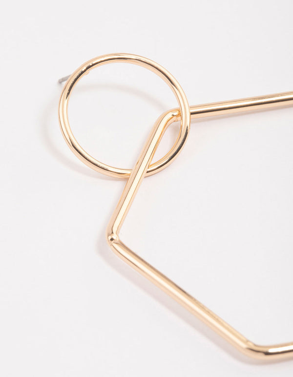 Gold Hexagon Drop Earrings