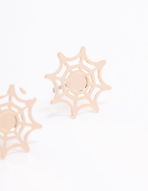 Gold Spiderweb Stud Earrings